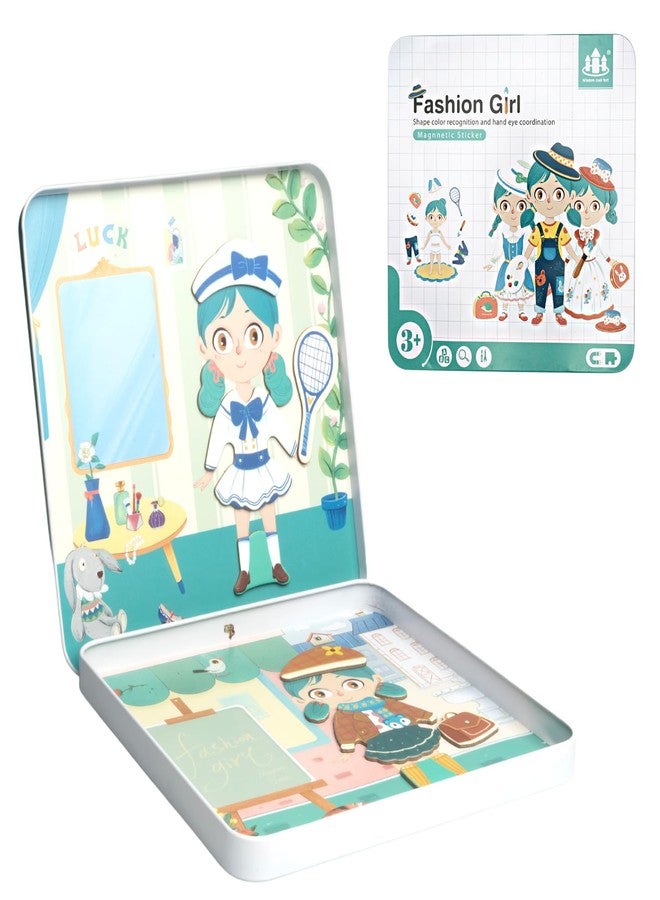 Cubelelo Fashion Girl Magnetic Sticker Puzzle | Fun 3D Attractive Colorful Stickers | Style & Accessorize Outfits | Promotes Creativity & Imagination In Children Kids Boys Girls - Image 1